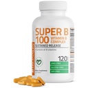 Bronson Super B100 Vitamine B Complex Sustained Release Bevat alle B-vitaminen (vitamine B1, B2, B3, B6, B9 - Foliumzuur, B12), 120 tabletten