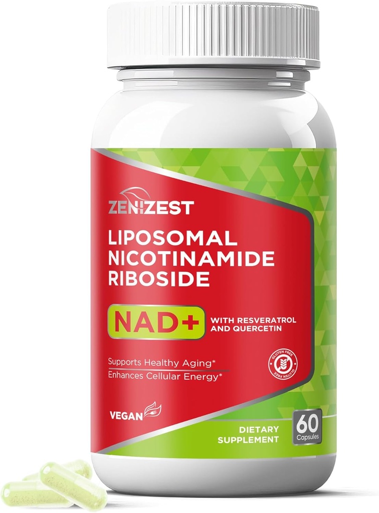 NAD+ Supplement NMN Alternatief - Liposomale Nicotinamide Riboside met Resveratrol en quercetine voor antiveroudering cel regeneratie energie Focus voor mannen vrouwen