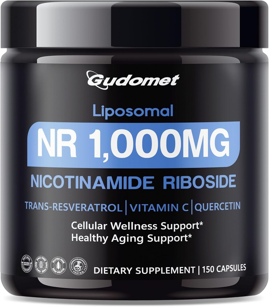Liposomale NR (Nicotinamide Riboside) met Trans-Resveratrol, Vitamine C & Quercetine Ondersteunt Cellular Wellness & Healthy Aging -150 Capsules- Made in The USA