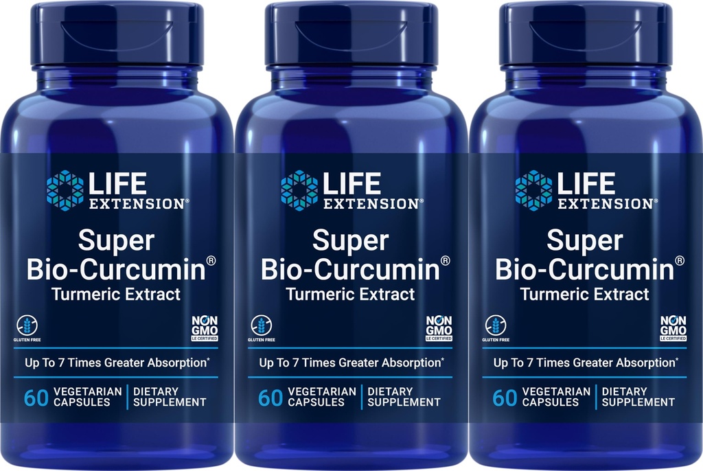Life Extension Super Bio-Curcumin Turmeric Extract 400 mg, 60 Vegetarische Capsules (verpakking van 3)
