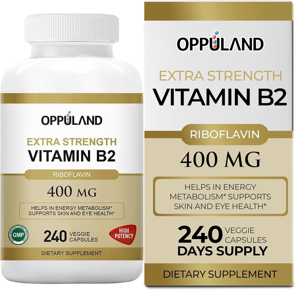 Riboflavine Supplément vitamine B2 - B-2 Vitamine - stimule le métabolisme énergétique et la fonction cellulaire - Suppléments nutritionnels quotidiens pour les hommes et les femmes - 400 mg Capsules - 240 Nombre