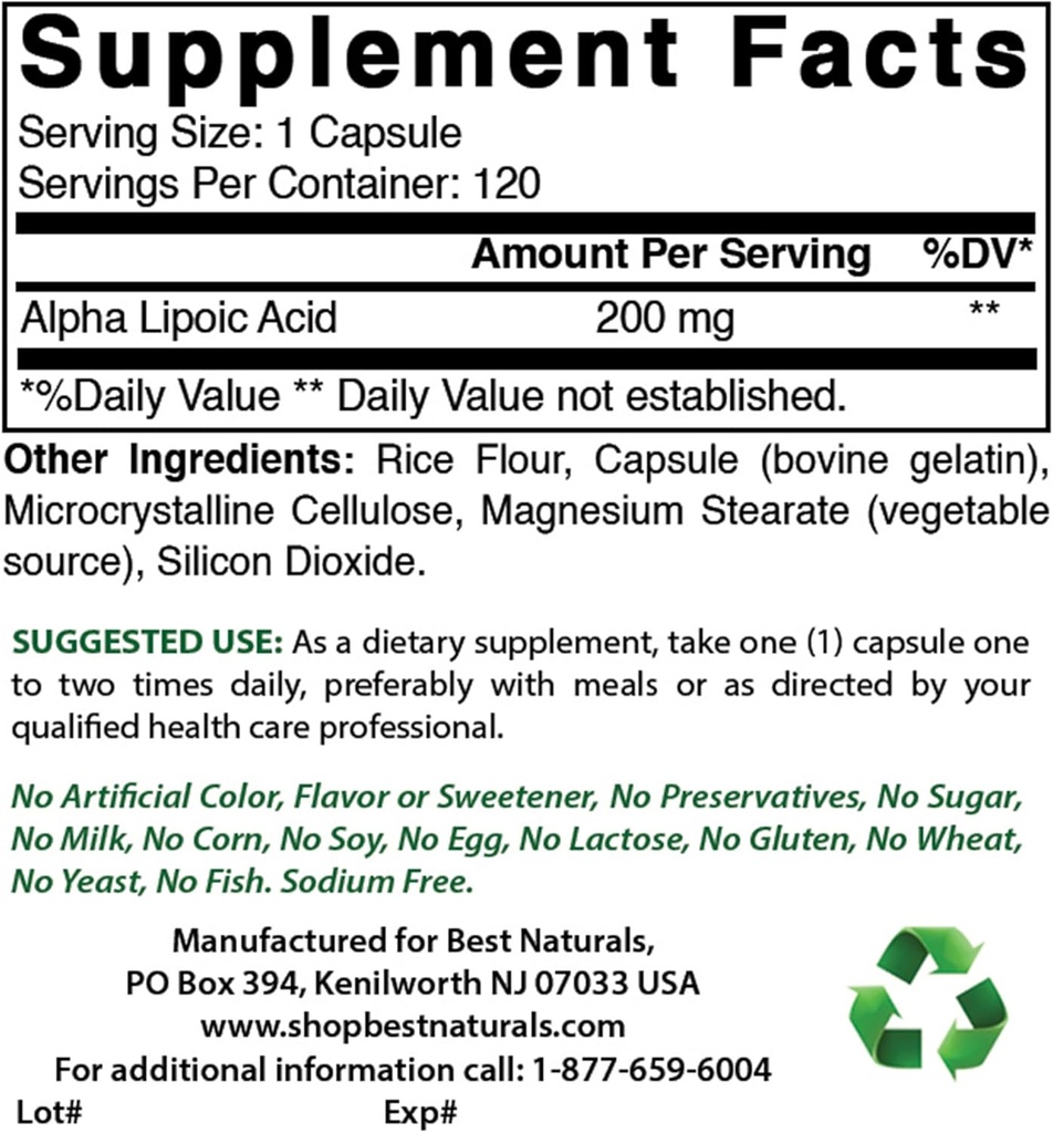 Best Naturals Alfa Lipoïnezuur 200 Mg & B-100 Complex