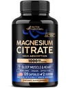 Magnesium Citrate Capsules 1000mg Hoge absorptie Supplement - Slaap, Spier en Hart Ondersteuning - Veganistisch Niet-GMO - Made in USA - As Powder 