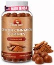 Ceylan sans sucre Cinnamon Gummies Sugar Regulation, Neuroprotective- Supplément avec Chrome et Cinnamon Bark- Alternative aux Capsules de cannelle - 90 Chews