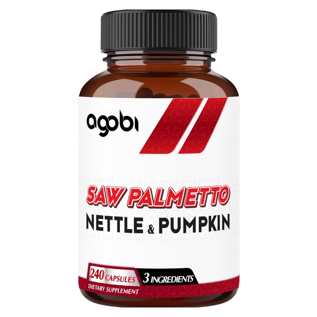 agobi Saw Palmetto Supplement met Nettle Leaf & Pumpkin - Ondersteuning voor rustgevende Mood, haar gezondheid, immuunsysteem & energieproductie - 240 Veggie Capsules voor 4-maand Suppply