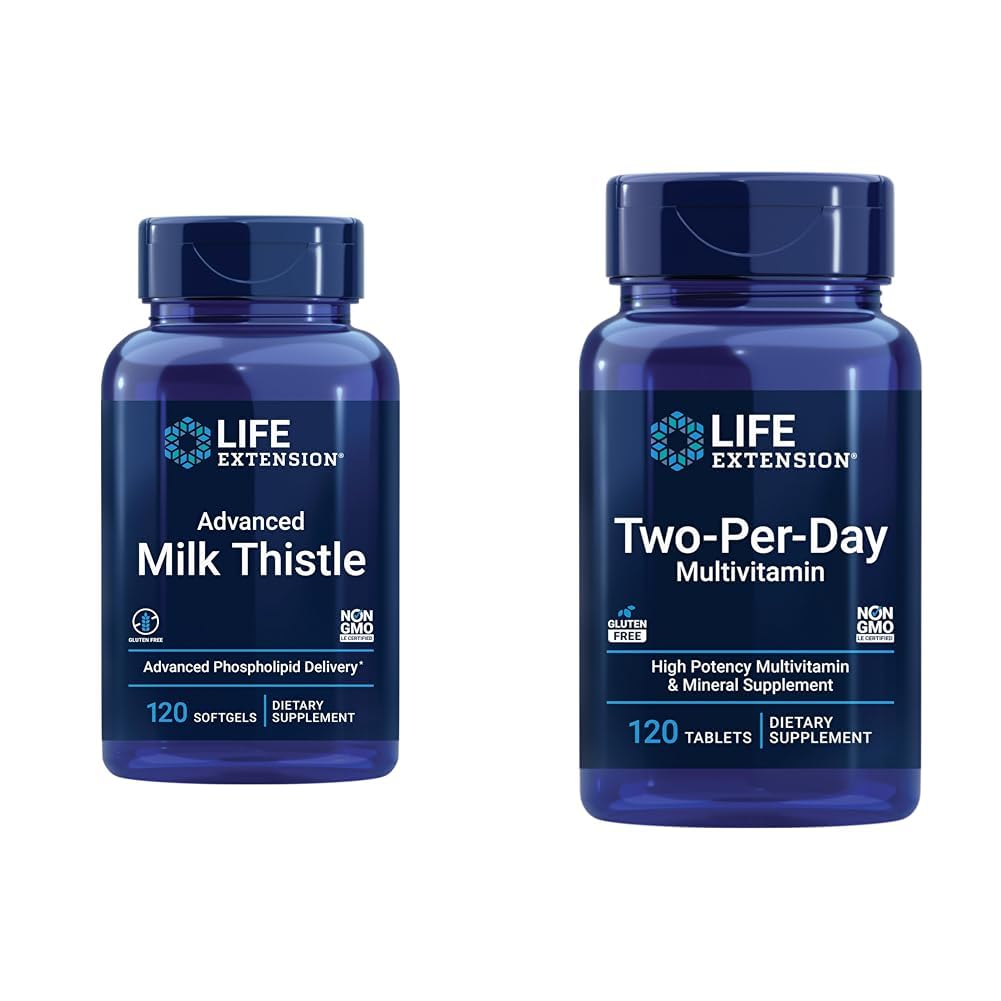 Life Extension Advanced Milk Thistle 120 Softgels and Two-Per-Day High Potency Multi-Vitamine & Mineral 120 Tablets Bundle