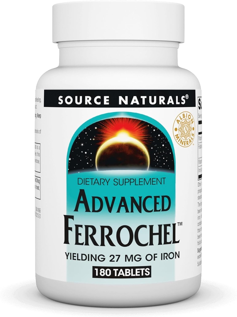 Source Naturals Advanced Ferrochel, Dietary Supplement met 27 mg ijzer - 180 tabletten