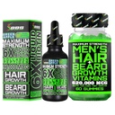 Kit de croissance de la barbe avec complément BIOTIN liquide 6X avec peptides de collagène + 620 000 mcg 14-en-1 BIOTIN Gommies/Barde Vitamines de croissance et Vitamines de croissance des cheveux pour les hommes - Formulé en Amérique