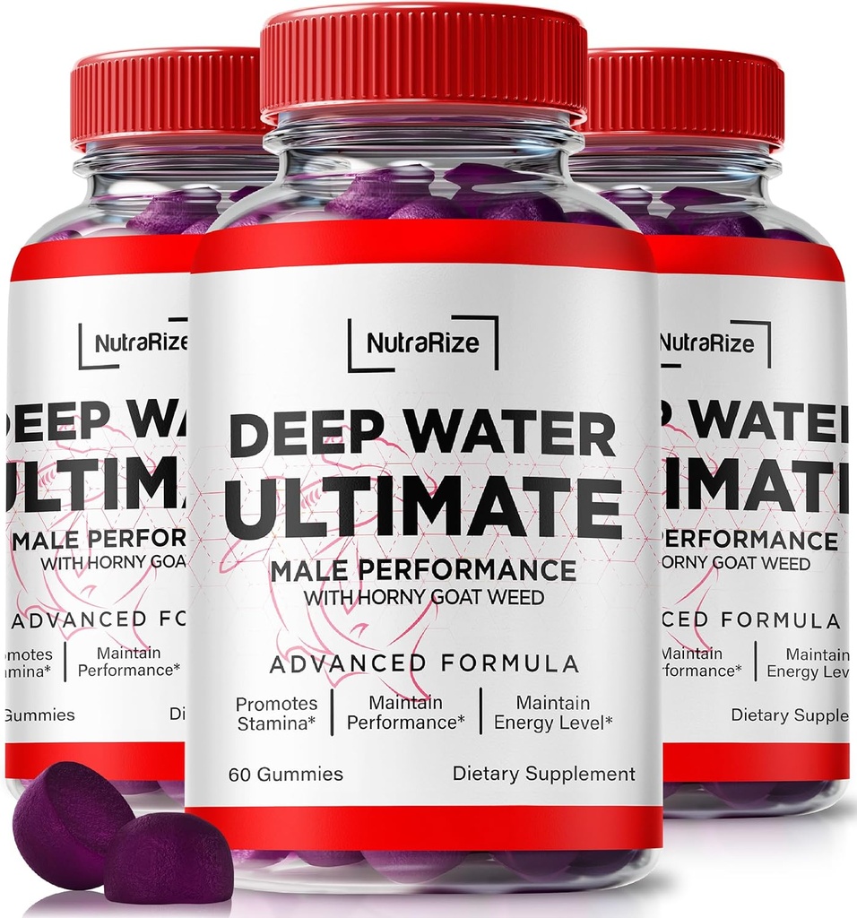 NutraRize (3 Pack) Deep Water Ultimate Male Gummies - Officiële Deep Water Male Essentials, Premium Deepwater Ultimate Gummies voor mannen, Deep Water Ultimate Male Gummy, Performance Review (180 Gummies)