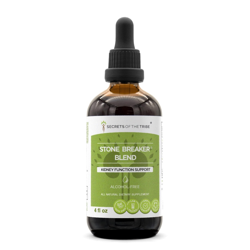 Secrets of the Tribe Stone Breaker Blend Alcohol-Free Extract, Stonebreaker, Burdock, Yucca, Goldenrod, Horsetail,Tribulus. Glycerite Tincture, Kidney Function Support (4 fl oz)