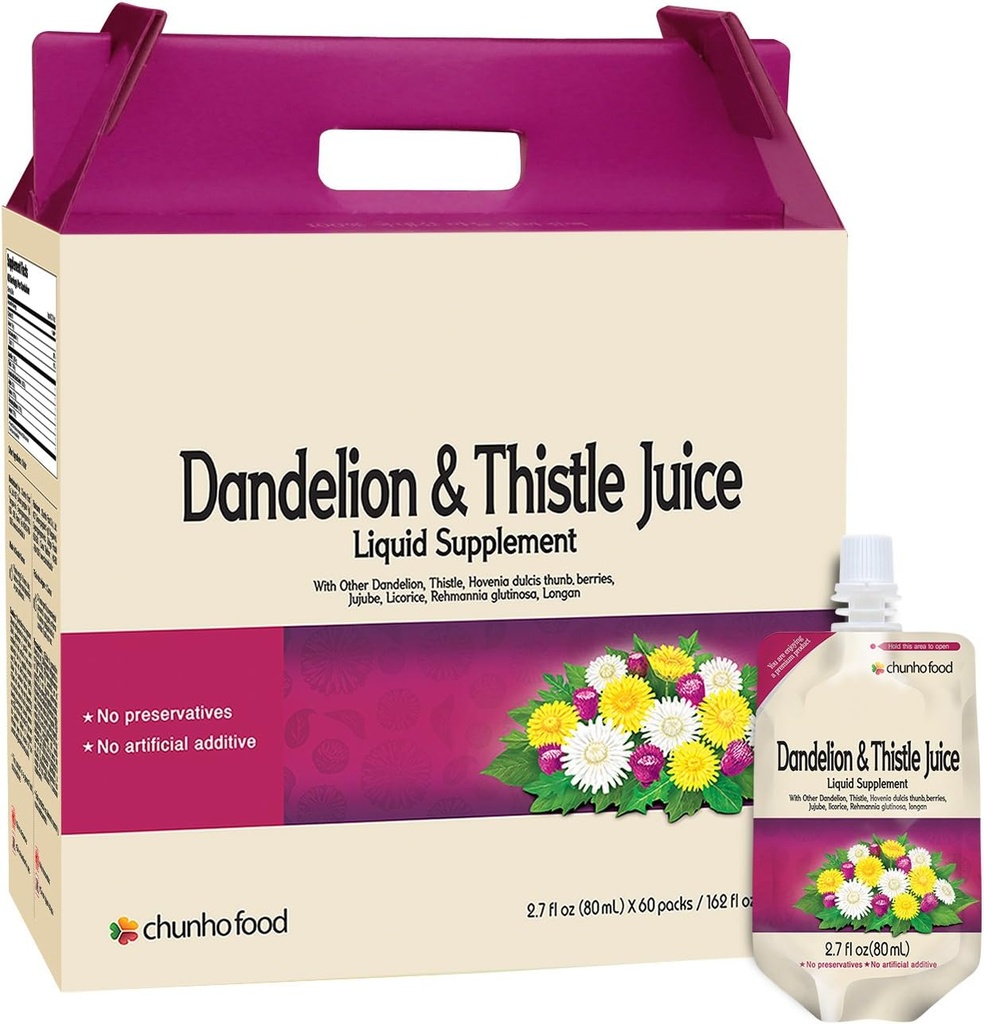 Dandelion & Thistle Juice Liquid Supplement Helpt de levergezondheid te verbeteren, Immuniteit te verbeteren. Geen conserveringsmiddelen en kunstmatige additieven. ...
