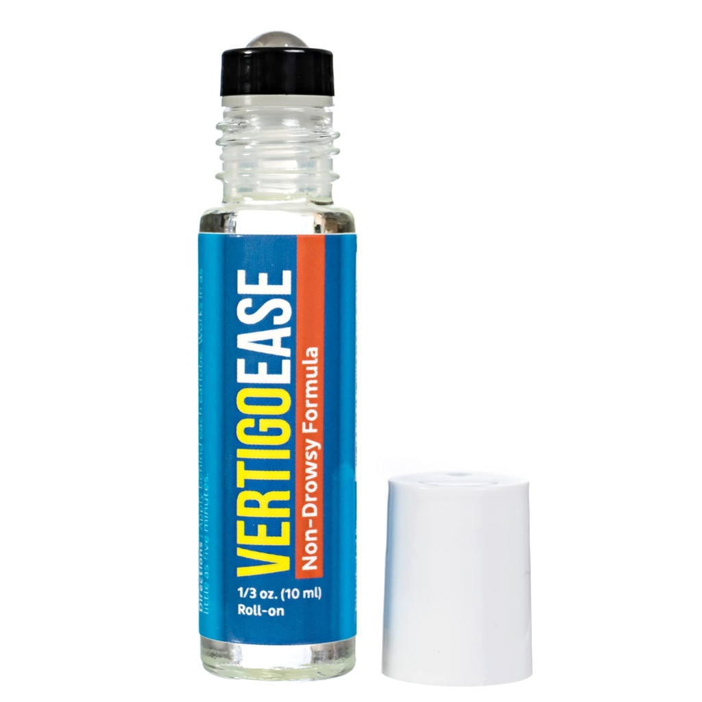 Basic Vigor Vertigo Ease Roll-On (10ml) - Natuurlijke & snelwerkende Vertigo en Duizeligheid Ondersteuning met Lavendel, Gember, Frankincense & Essentiële Oliën - Combat Travel Disease