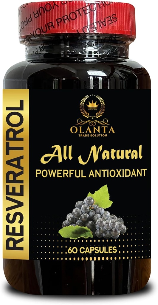 RESVERATROL EXTRACT - Vegan immuniteit supplementen, Natuurlijke antioxidanten, Hersen ondersteuning antioxidanten, Energiesteun en immuun boosters, Immuun ondersteuning met adaptogenen - 1 Fles 60 Capsules
