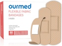 Flexibele stoffen lijm Bandages,60 Tellen, Latex Gratis First Aid Bandage met Non-Stick Pad voor Wound Care, Snijwonden, Scrapes, Blisters, Assortimenten