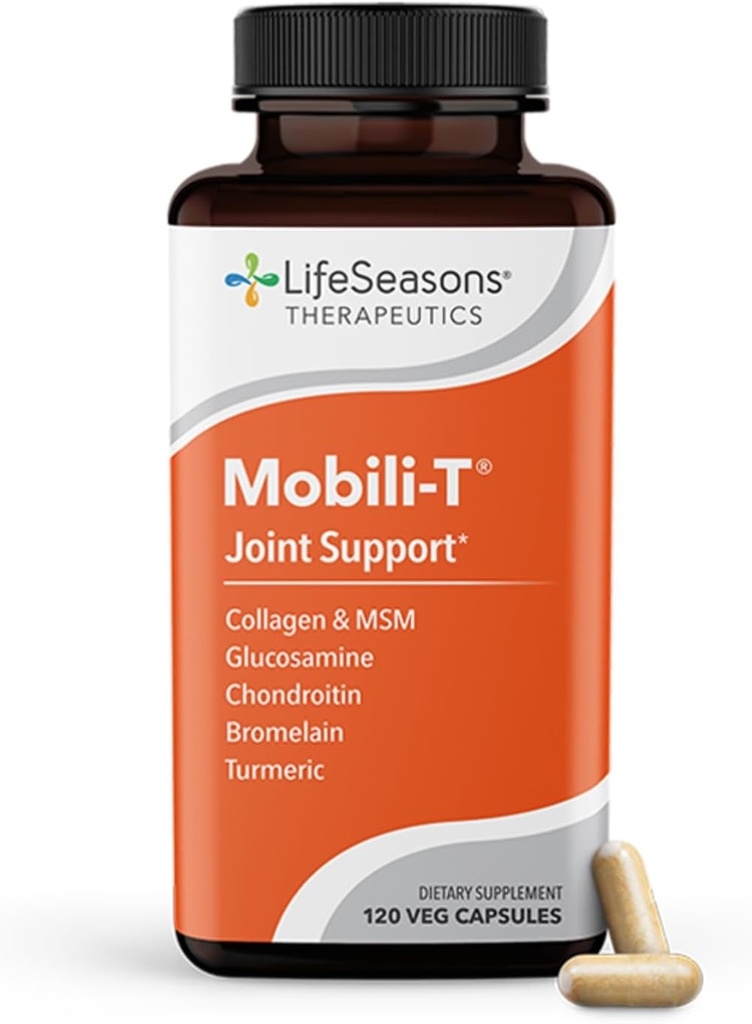 LifeSeasons Mobili-T - Joint Support Supplement - Reduces Aches & Discomforts - Excrease Range of Motion - Rebuild Tissue & Cartilage - MSM Chondroitin Collagen Glucosamine & Turmeric - 120 Capsules