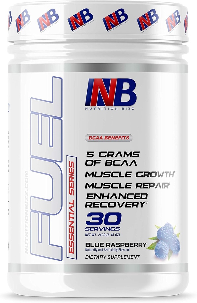 BCAA Powder, 5 Gram van BCAA's Aminozuren, Post Workout Recovery Drink voor spieropbouw, herstel, en endurance, 30 Servers (Blue Raspberry)