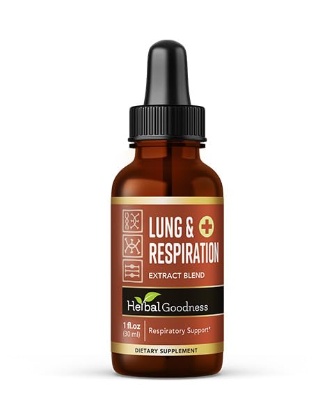 Herbal Goodness Longen en ademhaling 1oz - voor betere longen, Longen Reiniging, Respiratoire Ondersteuning, Groeicellen Ondersteuning en Immune Ondersteuning met Mullein Leaf Extracts - 1fles