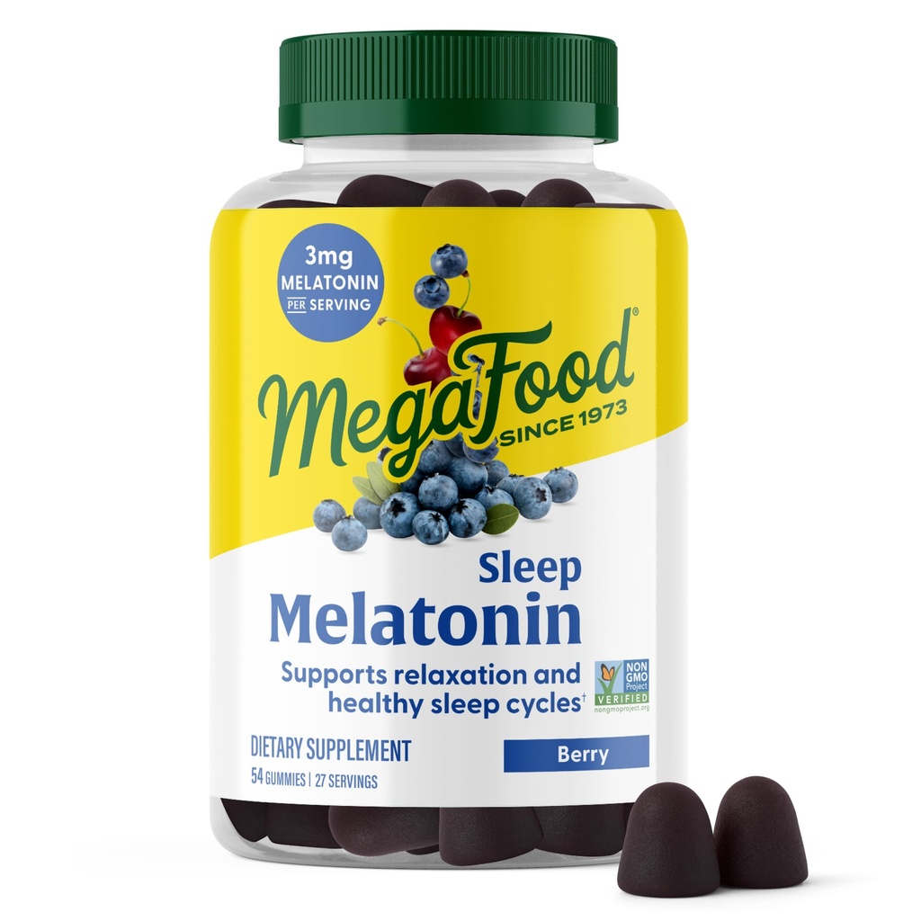 MegaFood Melatonine Gummies - Melatonine 3mg per Serving to Help Relax & Fall Asleep 
