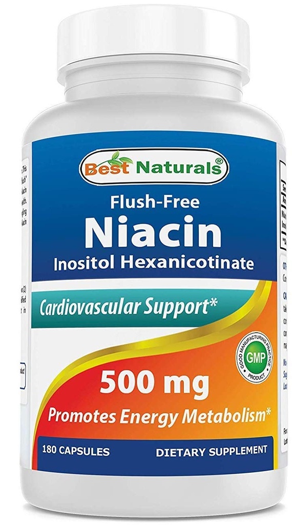 Best Naturals Flush-Free Niacin Inositol Hexanicotinaat 500 mg 180 Capsules