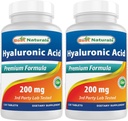 Best Naturals Hyaluronic Acid 200 mg 120 tabletten (Non-GMO, Glutenvrij) - bevordert de jeugdige gezonde huid en gezonde gezamenlijke functie (120 telling (verpakking 2))
