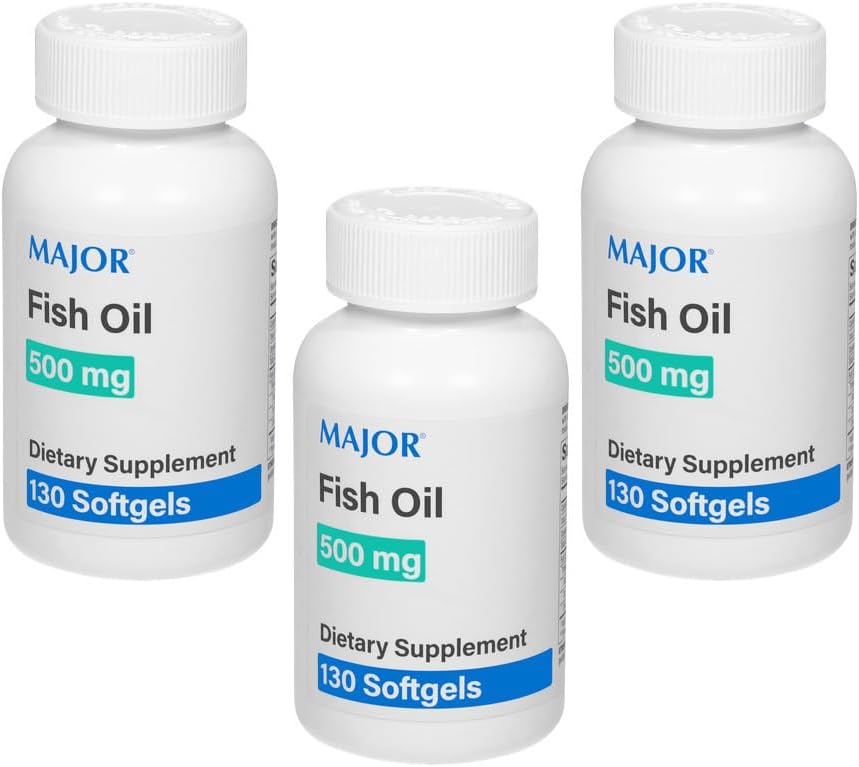 MAJOR Fish Oil 500mg Softgels - Omega-3 Fish Oil Supplement - Dieetsupplement - 130 Tellen (3 Verpakking)
