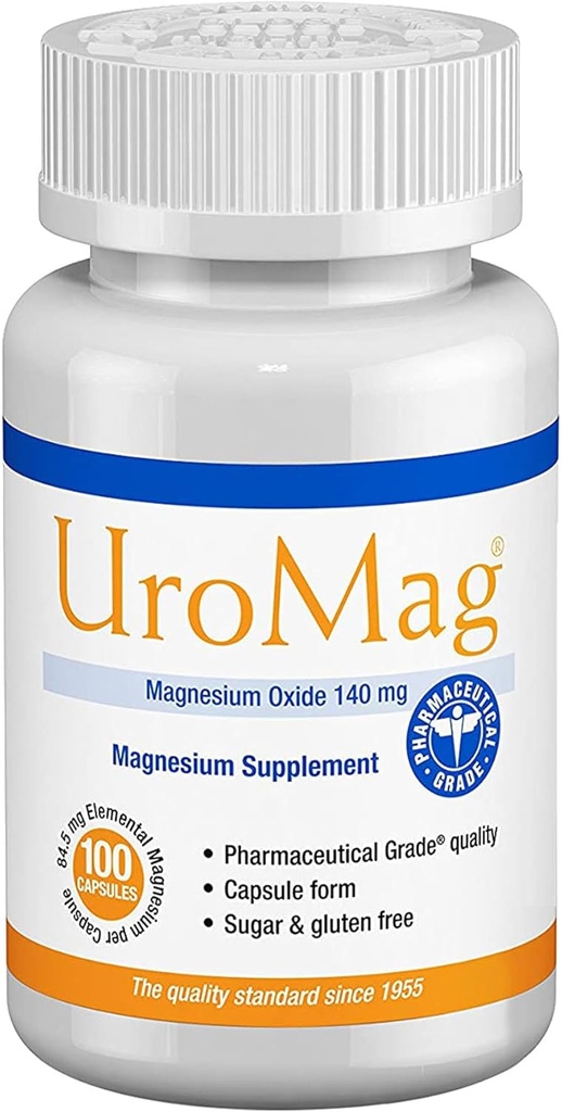 UroMag Sugar-Free Magnesium Oxide Supplement, 100 Telling, Lage dosering Magnesium Alternatief