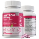 Beetwortelcapsules 2000mg Nitrikoxidesupplementen w/Druifzaadextract, Granaatappelextract ondersteunt Circulatie & Blood Flow, Energie voor mannen/vrouwen, Organische bietenpoeder, Niet GGO, 240 Tellingen