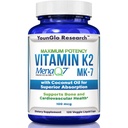 Vitamine K2 MK7 (MenaQ7) 100 mcg w/Coconut Oil for Superior Absorptie, Dietary Health Supplement, 120 Vegan Liquid Capsules to Support Bone Strength & Density for Adults Women & Men