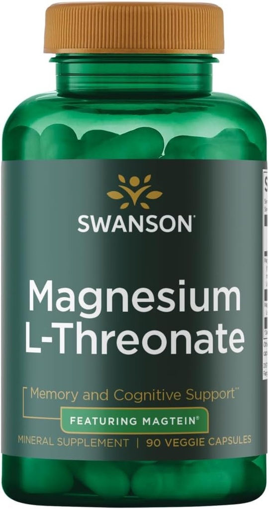 Swanson Magnesium L-Threonate - Mineral Supplement Promoting Nervory System Health - May Support Cognitive Health, Learning & Memory - (90 Veggie Capsules)