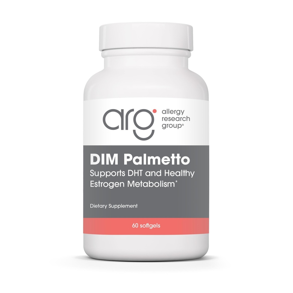 Groupe de recherche sur l'allergie DIM Palmetto - Supplément de soutien à la prostate pour la santé des hommes, Zinc avec Saw Palmetto, Beta Sitostérol, Extrait de nébulosité, Huile de graines de citrouille, Softgels - 60 Compte