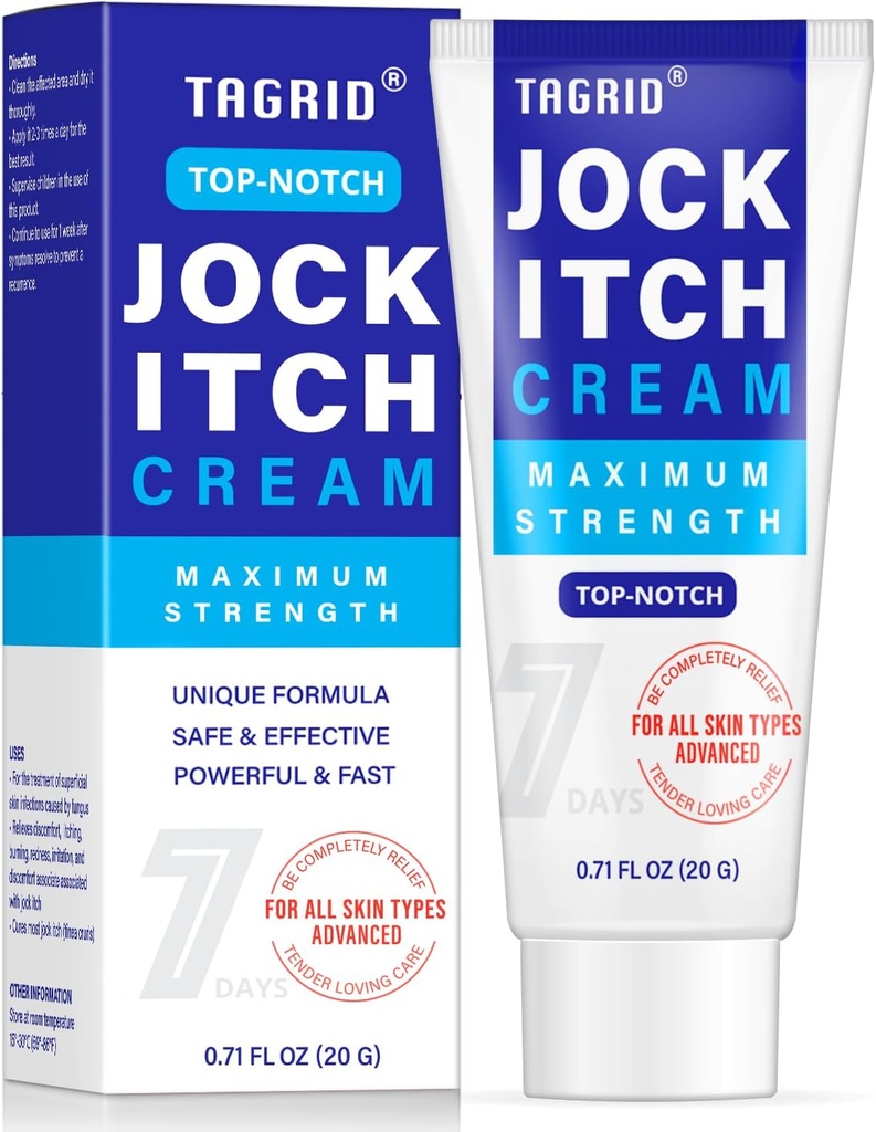 TAGRID maximale sterkte Jock Itch Cream, Jock Itch, Tinea Cruris, Jock Itch Cream Extra sterkte voor mannen & Women, Tinea Corporis, Itch Cream - Krachtig & snel - 60g (20g)