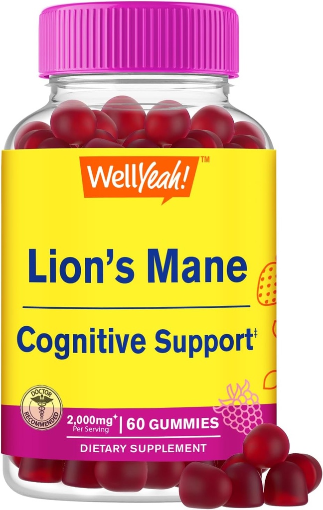 WellYeah Lions Mane Gummies voor volwassenen (2.000 mg) 