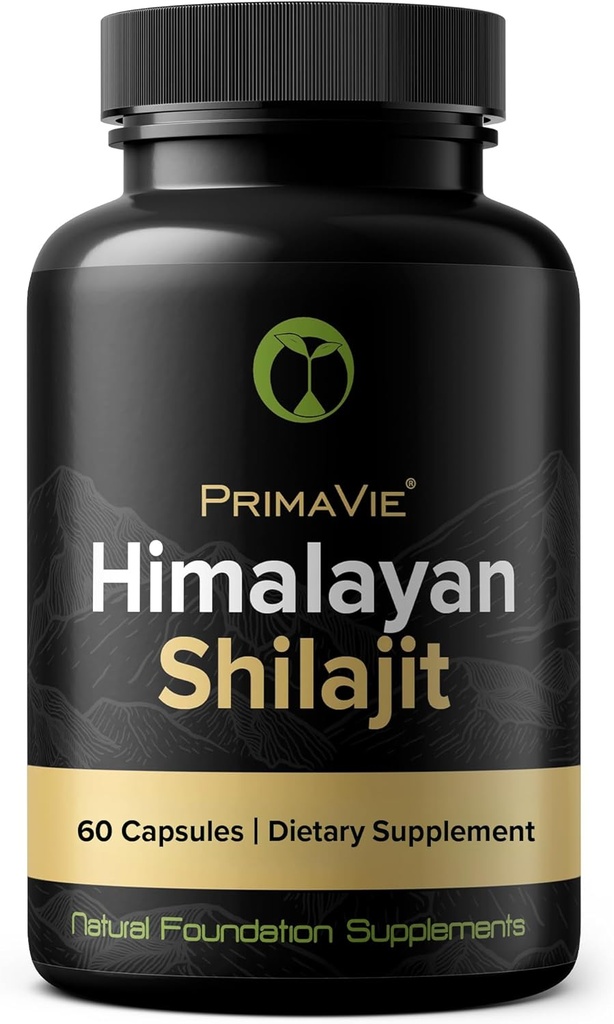 Shilajit Capsules Hoge sterkte Gezuiverd Primavie Shilajit Geoogst op 10.000 Voeten uit het Himalaya gebergte Rijk aan Fulvic Acid & Trace Minerals 3rd Party Getest 100% Natural Made in the USA (60)