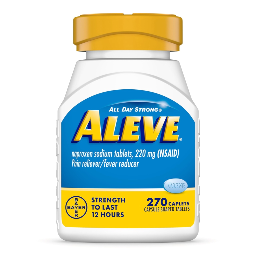 Aleve Pain Reliver & Fever Reducer Naproxen Natrium Caplets, Body Pain Relief, 270 Count