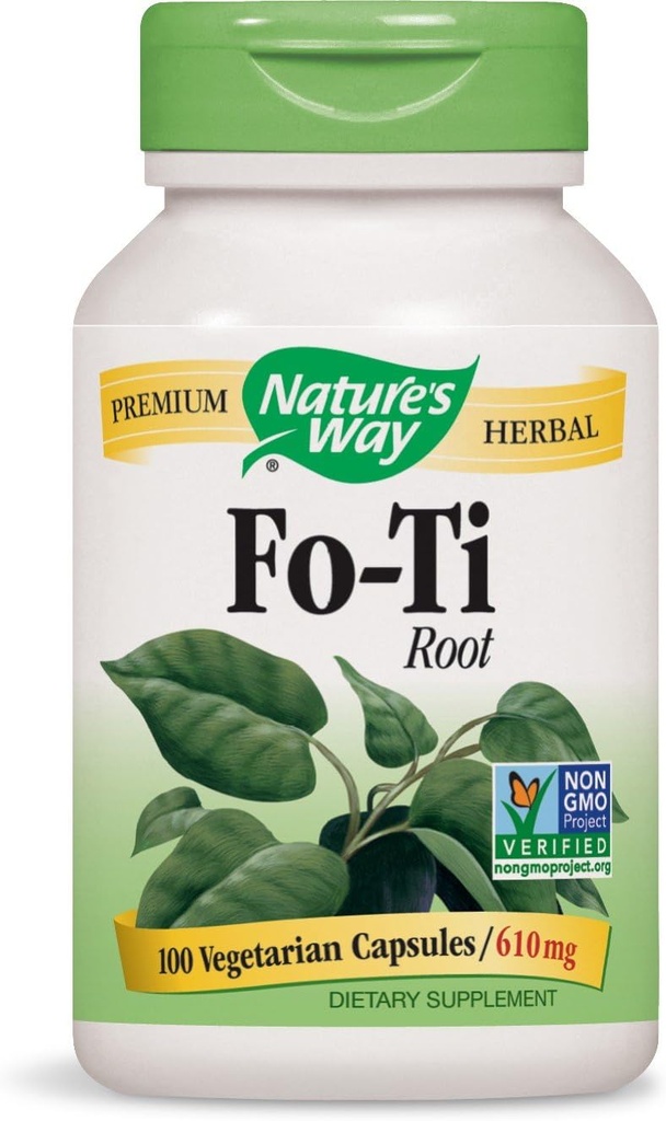 Nature's Way Fo-Ti Root 610 mg, 100 Vegetarische Capsules, Verpakking van 2