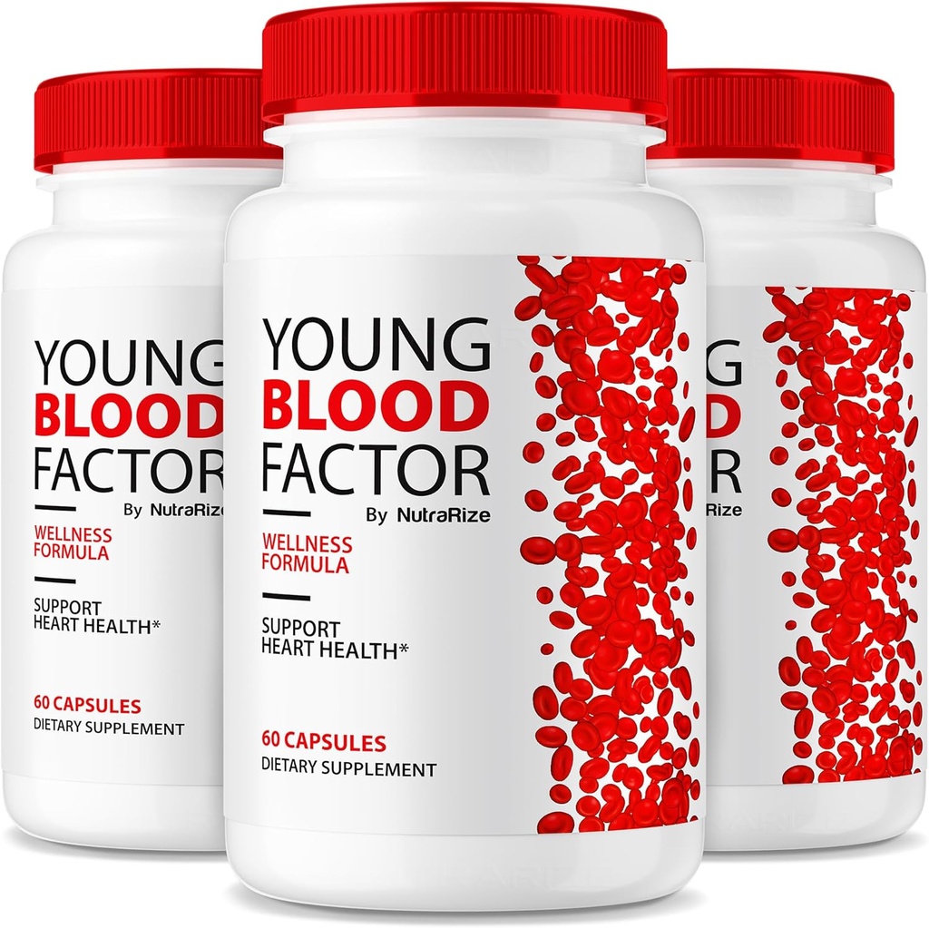 NutraRize (3 Pack) Young Blood Factor Capsules - Official Blood Vessel Cleaner Formula, Alle Natuurlijke Supplement op Onderhoud gezonde stabiele niveaus, YoungBloodFactor Ondersteuning Pillen Reviews (180 Capsules)