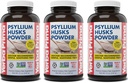 Yerba Prima Poudre de muscs de Psylium - 12 oz (paquet de 3) - Supplément en fibre naturelle - Nettoyage des colonies - Vegan, non-OGM, sans gluten (nouvelle étiquette - emballage mai Vary)