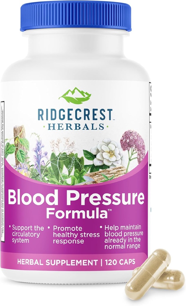 RidgeCrest Kruiden Bloeddruk Herbal Formula, 12 Kruiden, Poria Mushroom, Gastrodia, Gardenia, voor hart, vaat, Circulatie Gezondheid (120 Tel.)