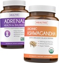 Adrenal & Ashwagandha (1-maand supply) Kalm & Energize Bundle - Adrenal Support with L-Tyrosine (120 Capsules) & USDA Organic Ashwagandha 1350mg Ashwagandha Root Powder per Serve (60 Capsules)