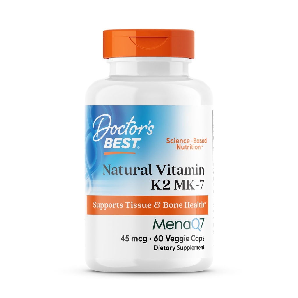 Artsen Best natuurlijke vitamine K2 MK-7, ondersteunt weefsel en bot gezondheid, non-GMO, glutenvrij, sojavrij, veganistisch 60 veggie caps
