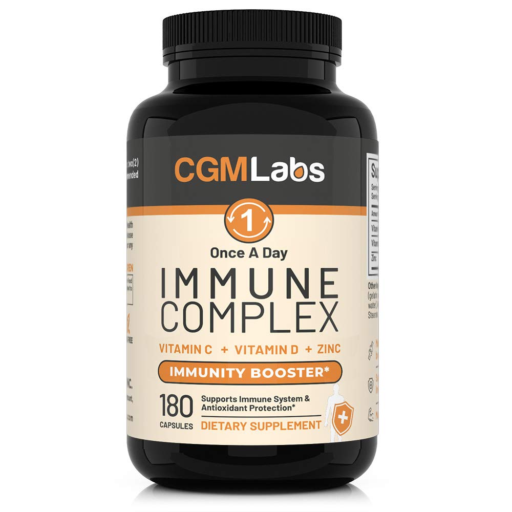 Immuuncomplex Eenmaal daags - Vitamine C 900mg, Vitamine D3 2500IE, Zink 25mg in enkelvoudige portie - 180 Capsules door CGM Labs