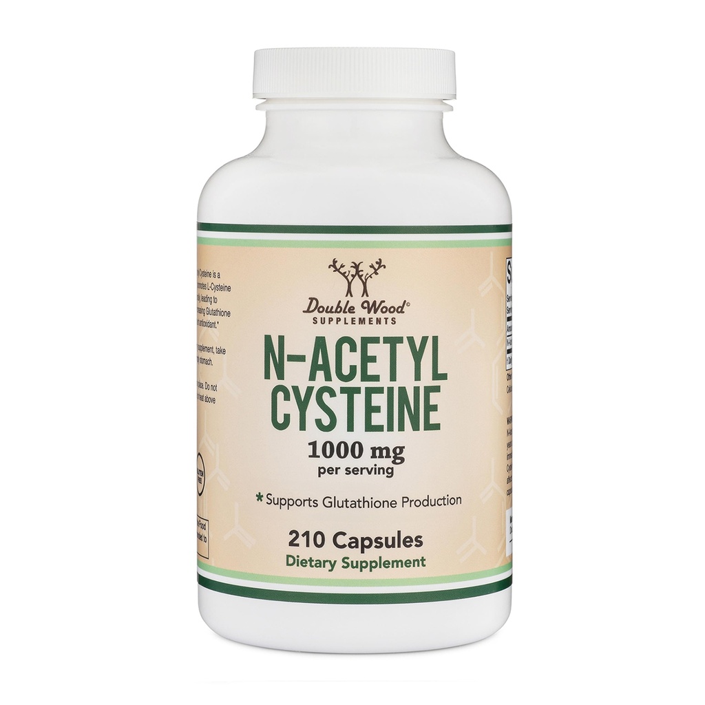 NAC Supplement N-Acetyl Cysteine (1.000 mg per portie 500 mg per capsule, 210 capsules) (Third Party Tested) met Odor Masking Technology to Boost Glutathion Levels by Double Wood