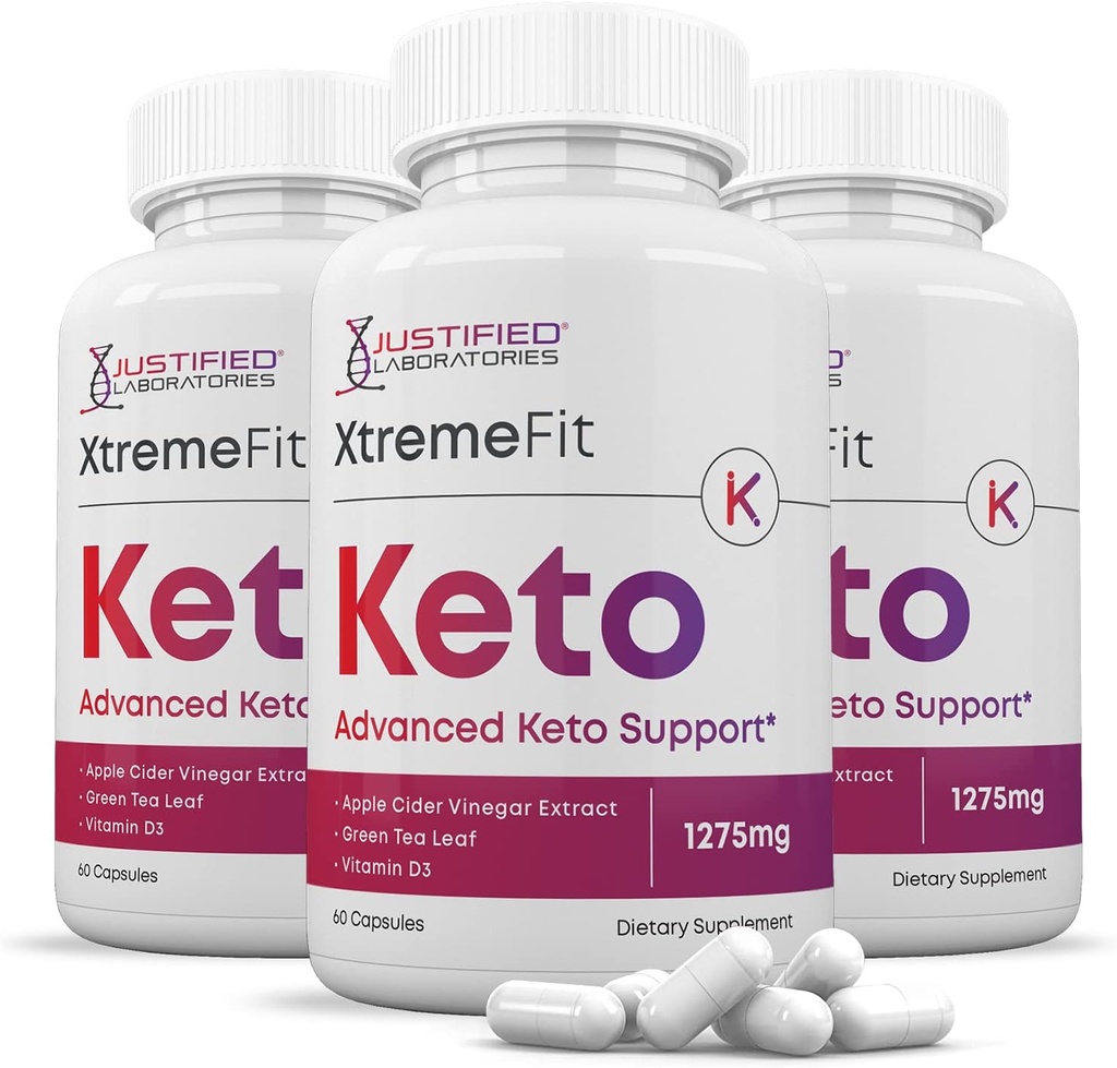 Justified Laboratories (3 Pack) Xtreme Fit Keto ACV Pillen 1275MG Geformuleerd met Apple Cider Vinegar Keto Ondersteuning Blend Alternatief voor Gummies 180 Capsules