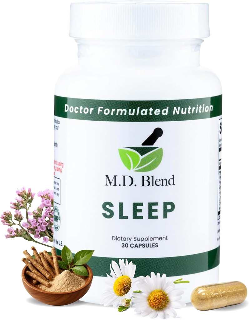 Slaap - Natural Supplement met L-Theanine, Ashwagandha, Magnesium, Valeriaanwortel, Melatonine - Non-Habit Forming Formula for Rejuvenating - 30 capsules