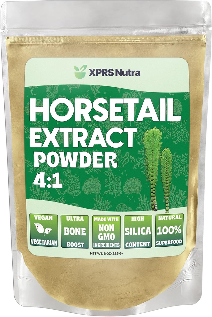 XPRS Nutra Horsetail Extract Poeder voor haar, nagels en botten - Hoge potentie Horsetail Root Powder - Hoge Silica Inhoud voor maximale resultaten - Vegan Friendly Horstail Extract (8 oz)