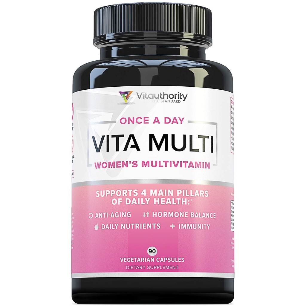 Vitauritity Multivitamine pour les femmes Femmes. Supplément quotidien multivitamine avec DIM, Iodine, Ashwagandha soutient le teint juvénile, cortisol sain et équilibre œstrogène 30 jours