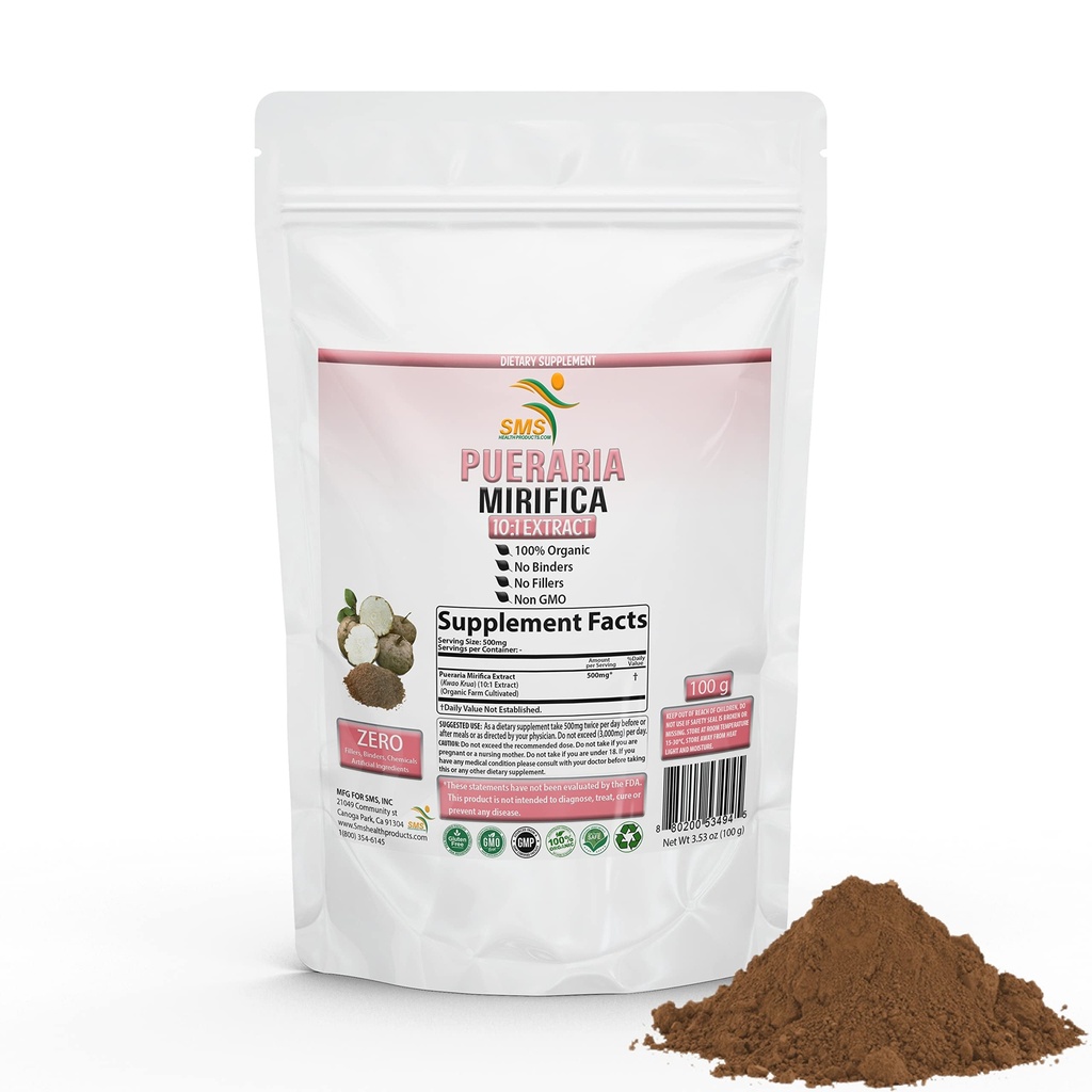 Pueraria Mirifica Herbal naturel biologique Kwao Krua Kao 10:1 Extrait 100g de poudre, favorise la santé des femmes complément alimentaire
