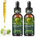 (2 Pack) Sousop Graviola Liquid Drops 2000mg, 98% Absorptie voor Cell Support & Regeneration, Immune Boost, Lever, Kruidengoed, Sousop Bitters Liquid-Sugar/Gluten Free, Natural Flavor, 4 Fl Oz