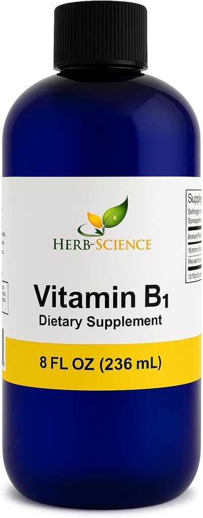 Liquid Vitamin B1 Drops - Daily Thiamine Supplement to Support Digestie, Zenuwstelsel, Hart Gezondheid, Stress Relief, Natural Energy Booster - 500% DV, 288 Servers per fles - 8 fl. oz