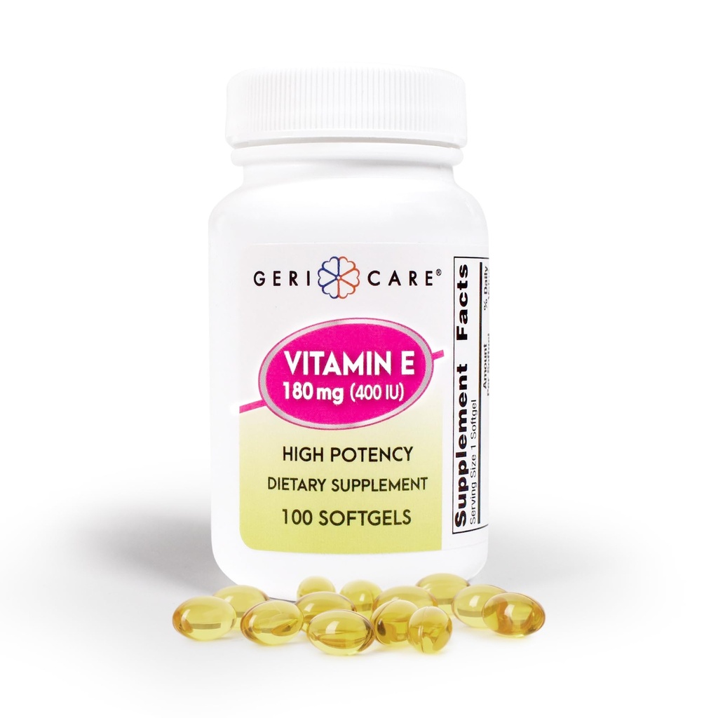 GeriCare High-Potency Vitamine E-capsules 400 IE voor Skin & Immuun Support, 180mg 